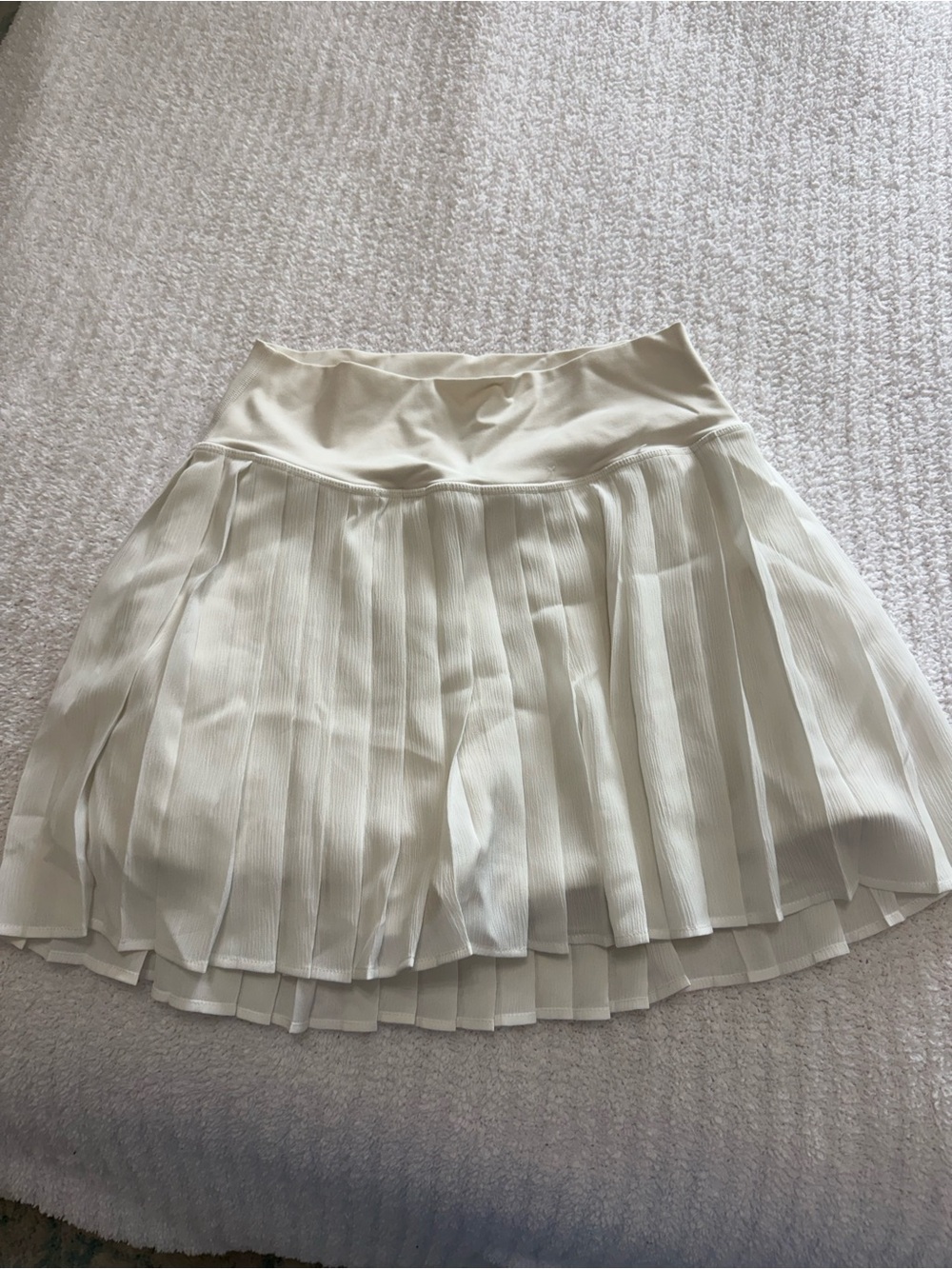 Boss Cream Pleated Mini Skirt